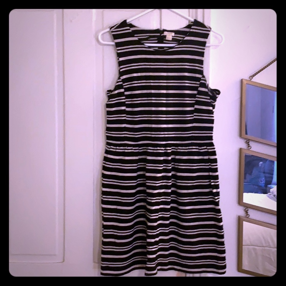 J.Crew black and white striped dress M